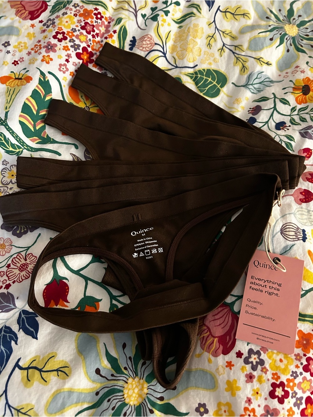 Quince NWT Thong Bikini Panties in Brown Size M (6 pack set)